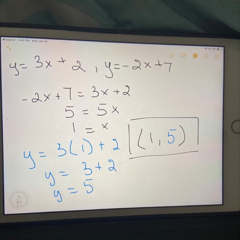 Solve the given system using your choice of either graphically or algebraically. Show-example-1