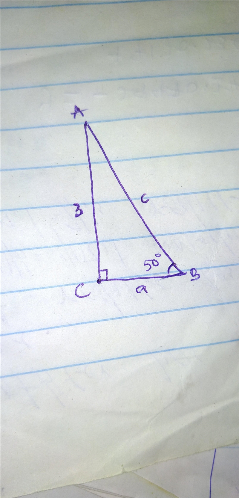 Right triangle ABC is shown. Triangle A B C is shown. Angle A C B is a right angle-example-1