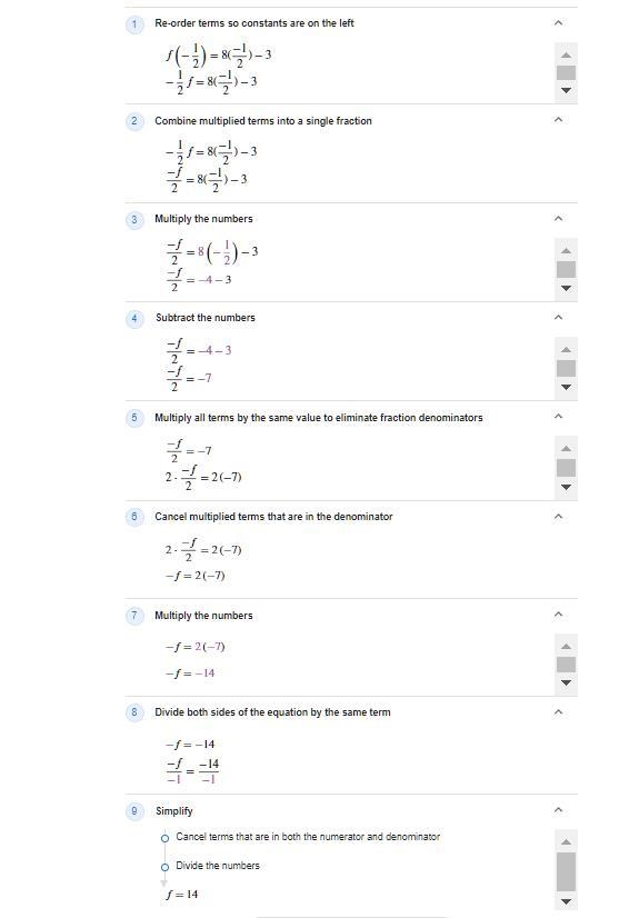 Evaluate the function: f(-1/2)=8(-1/2)-3-example-1