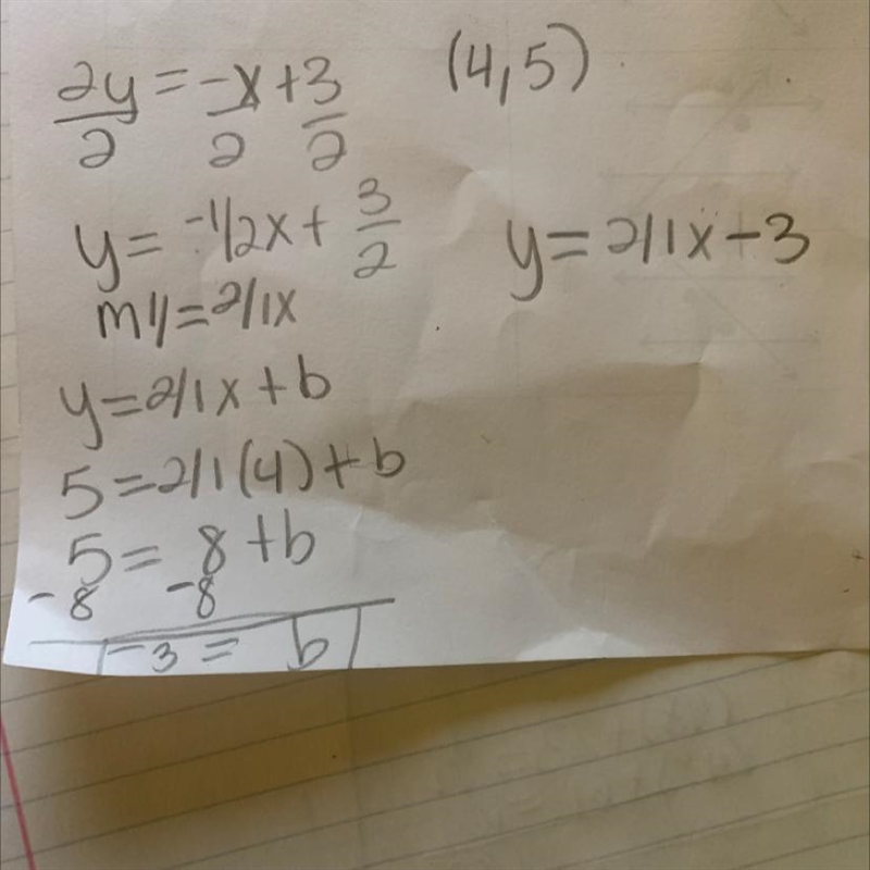 determine an equation of a line in standard form that is perpendicular lo the line-example-1