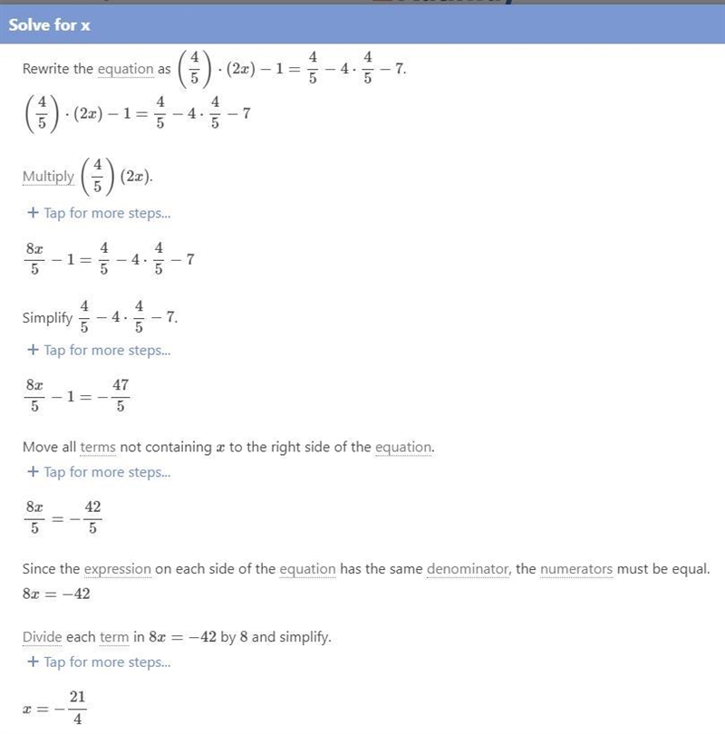 Find the value of x for which (4/5)-4 x (4/5)-7 =(4/5)2x-1 Can some1 say this ans-example-1