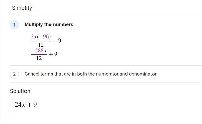 Evaluate each expression 1. 3x(-96)÷12+9-example-1