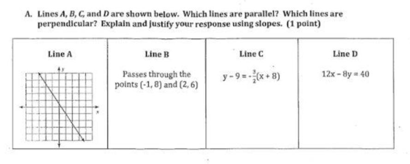 Lines a b c and d are shown below. Which lines are parallel? Which line are perpendicular-example-1