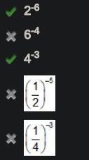 Iris found a value of 1/64 when she evaluated an expression. Which could have been-example-1