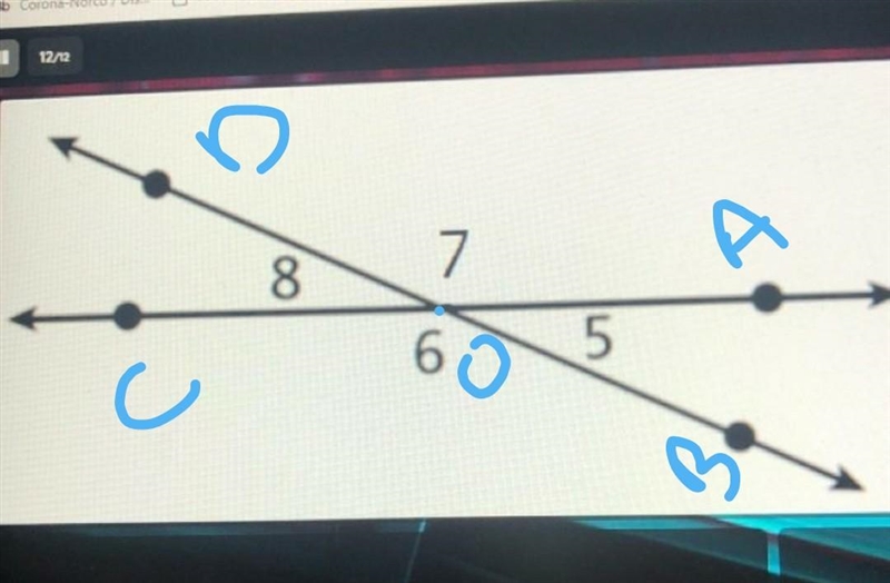 Question: which angles are vertical angles?-example-1