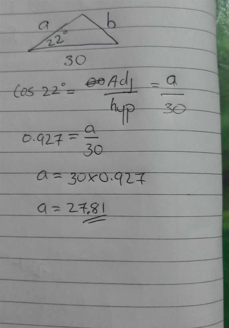 Solve for the value of a in the triangle below. Round your answer to the nearest tenth-example-1