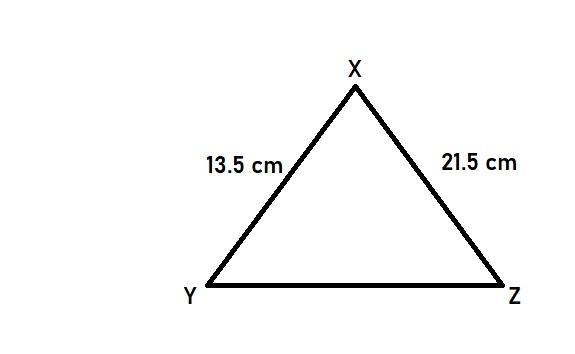 X, Y and Z form the vertices of a triangle with area 59.7cm2. If XZ = 21.5cm and XY-example-1