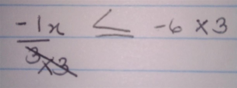 Solve for x. −1/3x≤−6 Enter the solution to the inequality in the box.-example-2