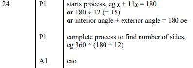 The size of each interior angle of a regular polygon is 11 times the size of each-example-1