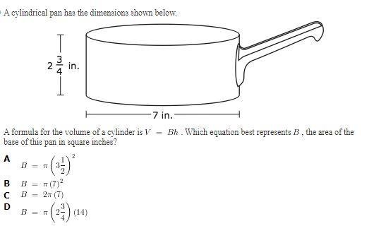 PLEASE HELP AND EXPLAIN!!!!! thank you, appreciate it!! A cylindrical pan has the-example-1