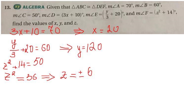 Please help!! Given that triangle ABC is congruent to triangle DEF, the measure of-example-1