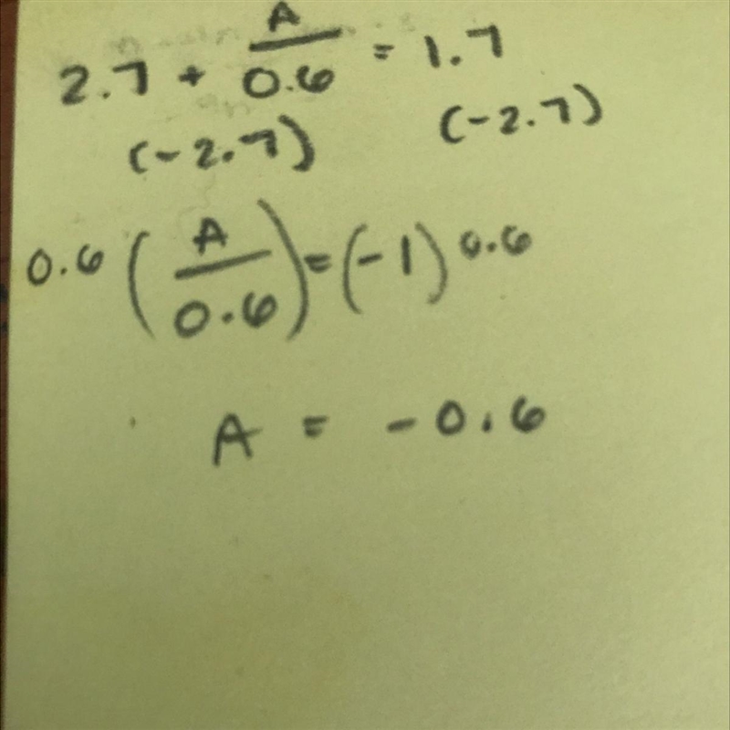 2.7+ a/0.6=1.7 What's A.-example-1