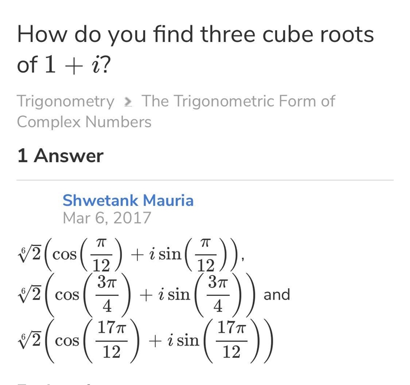 Please help me find the cube root of 1-i and the square root of i. Leave your answers-example-1