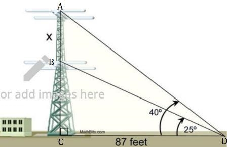 Use what you know about sine, cosine, and tangent to calculate the height of the buildings-example-1