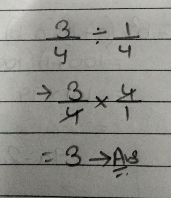 What is 3/4 divided by 1/4-example-1