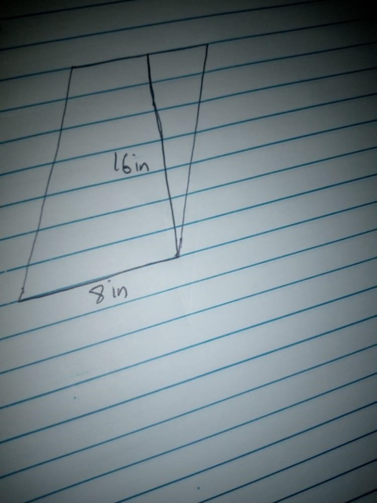 If each 6 in. On the scale drawing below equals 3 feet, what is the actual area of-example-1