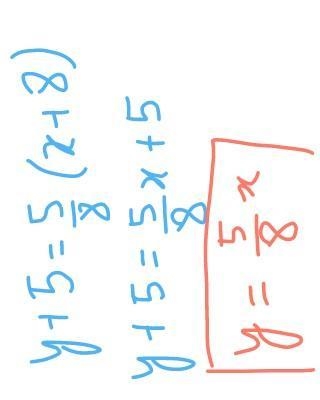 Which is an equation of the line through the origin and (-8,-5)? O A. y=-8x OB. y-example-2