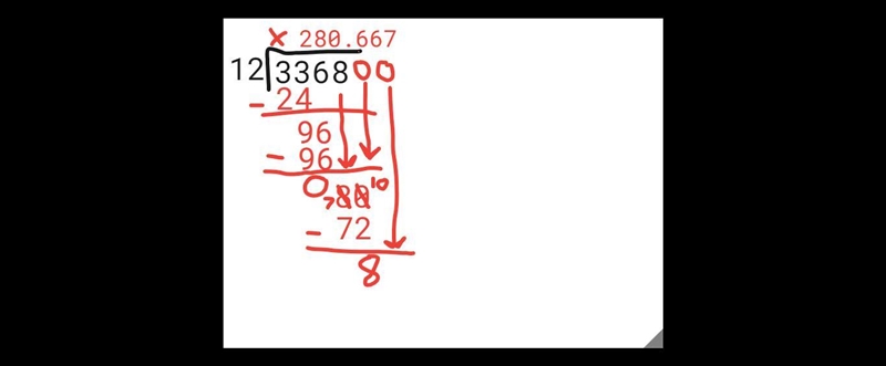 What is 3368 ÷12 give an explanation for your answer make sure to try and work it-example-1