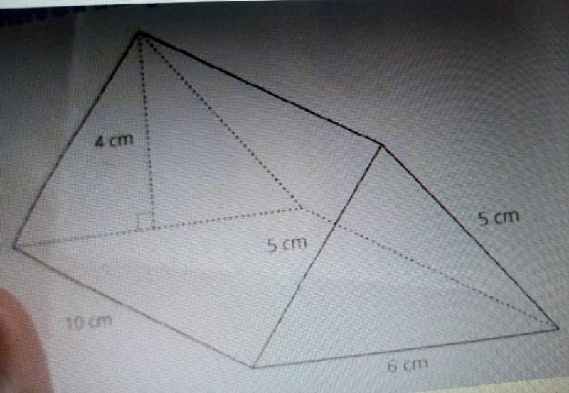 Here is a triangular prism. 4 cm 10 cm 5cm 5cm 6cm A. What is the volume of the prism-example-1