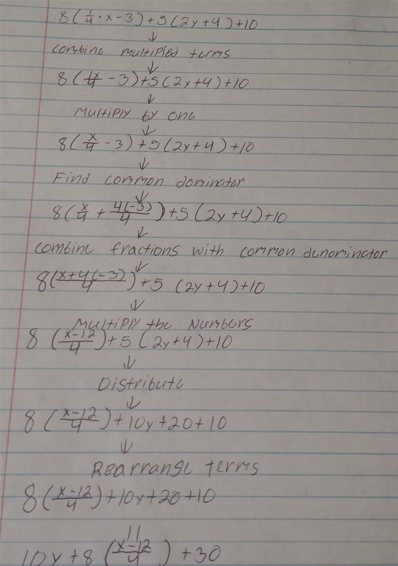 5) Explain the steps and show your work on how you would simplify the expression 8(1/4x-example-1