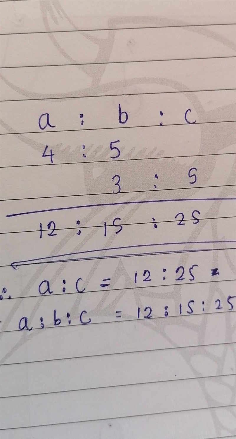 Find a:c and a:b:c of the following b) a:b = 4:5,b:C = 3:5​-example-1