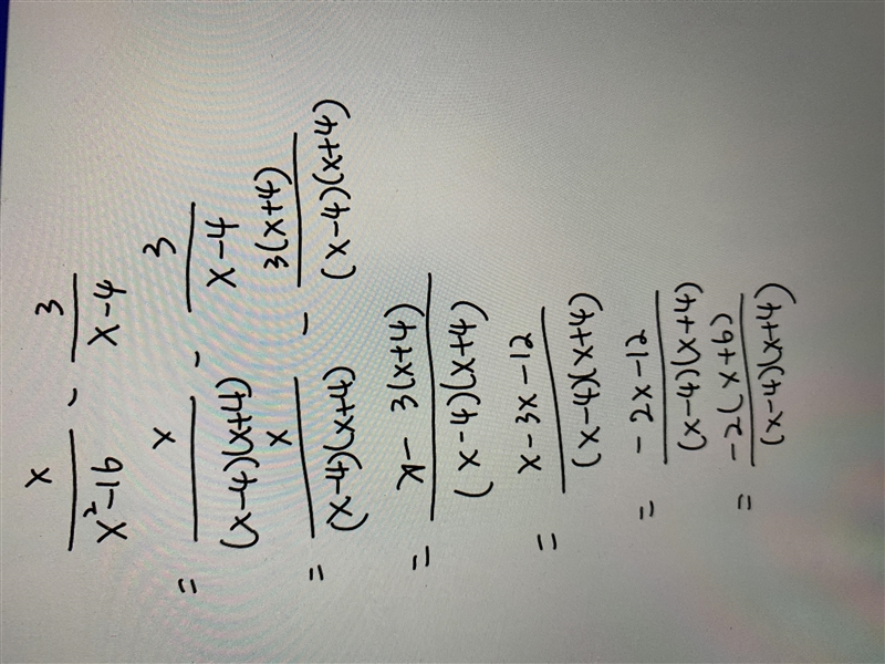 What is the difference? X/x^2-16 - 3/x-4-example-1