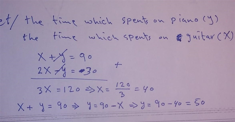 A musician spends 90 minutes practicing piano and guitar the time spent is 30 minute-example-1