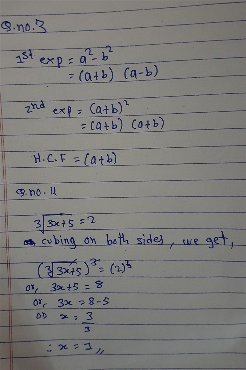 Find the H.C.F,a square -bsquare and a+b whole square-example-1