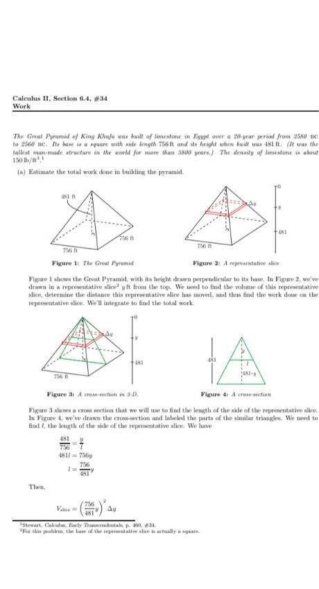 the real great pyramid has a square base with side length 750 feet and a height of-example-1