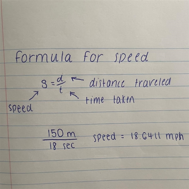 A person drives 150 meters in 18 seconds. Calculate its speed.-example-1