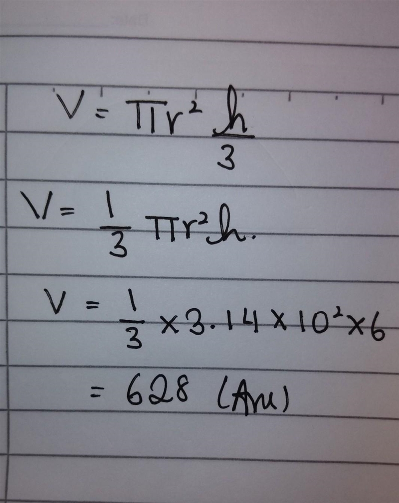 Find the volume of the cone. Use 3.14 for pi.-example-1