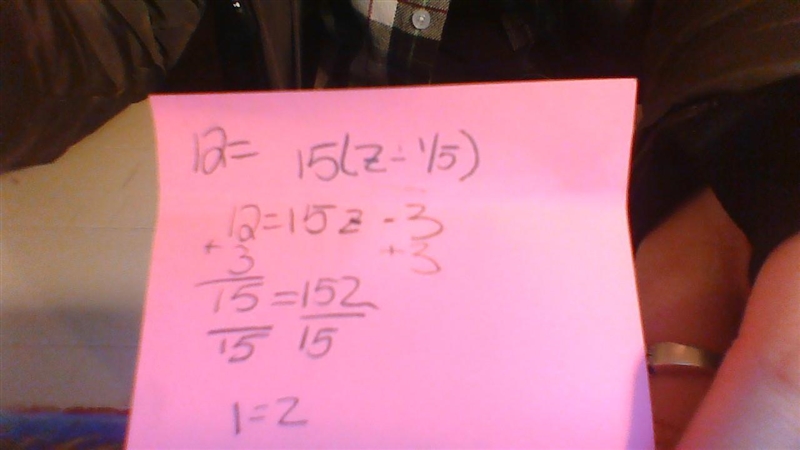 Solve for z. 12=15(z-1/5)​-example-1