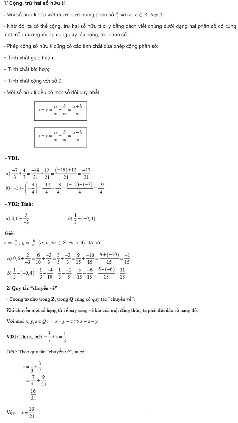 Nêu định nghĩa số hữu tỉ? Nêu quy tắc cộng, trừ, nhân ,chia số hữu tỉ?-example-2