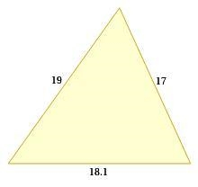 ABC is a triangle. AC=19cm, BC=17cm and angle BAC=60-example-1