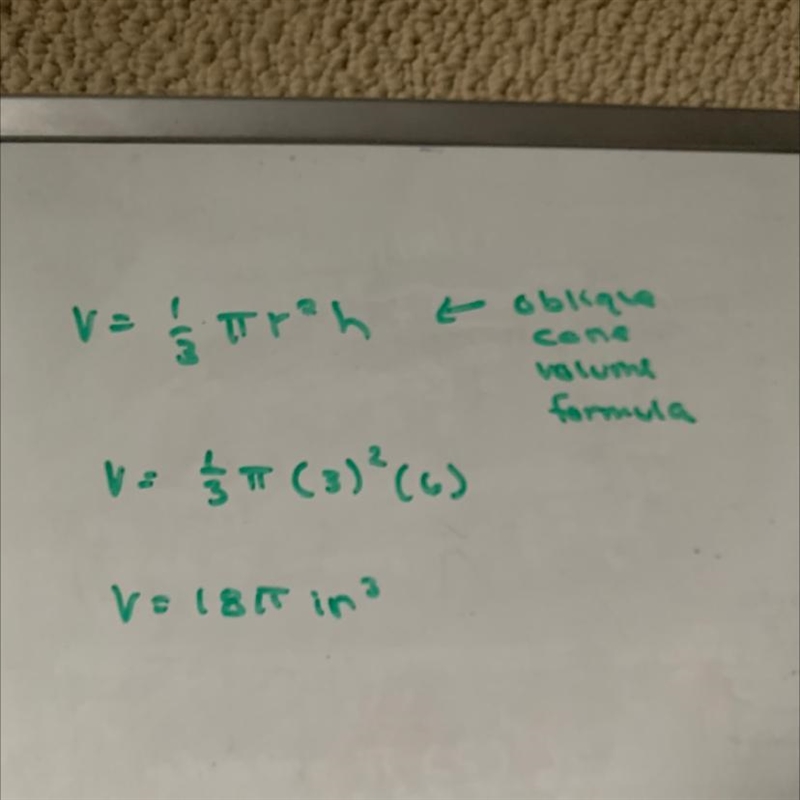 The oblique circular cone has an altitude (height) and a diameter of base that are-example-1