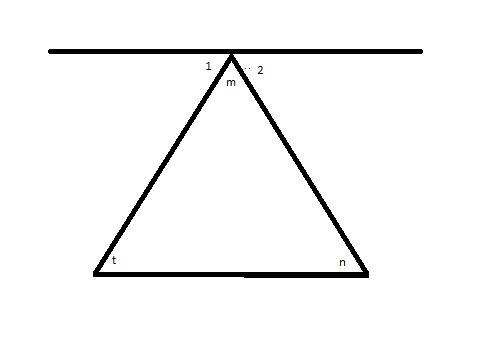 Given a triangle MTN, prove that <m+<t+<n= 180° strictly use m, T and N with-example-1