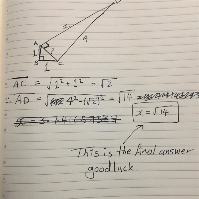 I need help on multi step Pythagorean theorem-example-1