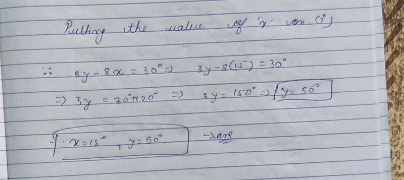 Given m || n, find the value of x and y. (3y-18)º m (8x+12)° (2x+18) n-example-2