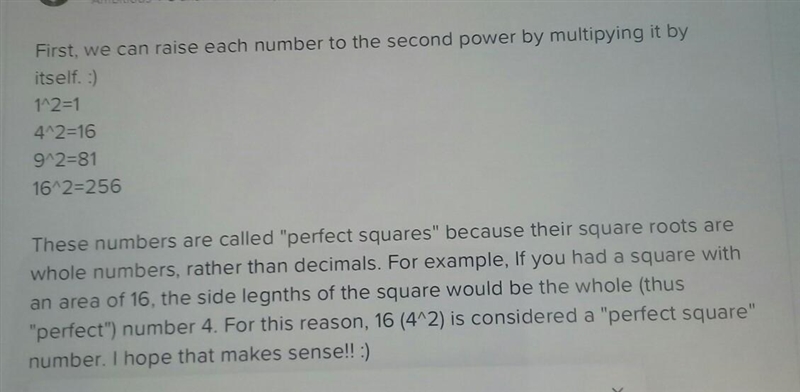 SHORT ANSWER Write each of the numbers 1, 4, 9, 16, and 25 as a base raised to the-example-2