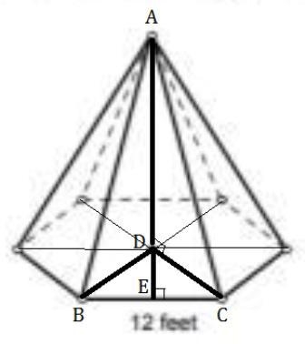 Find the volume of the regular hexagonal pyramid if the lateral edge is 15 feet.-example-1