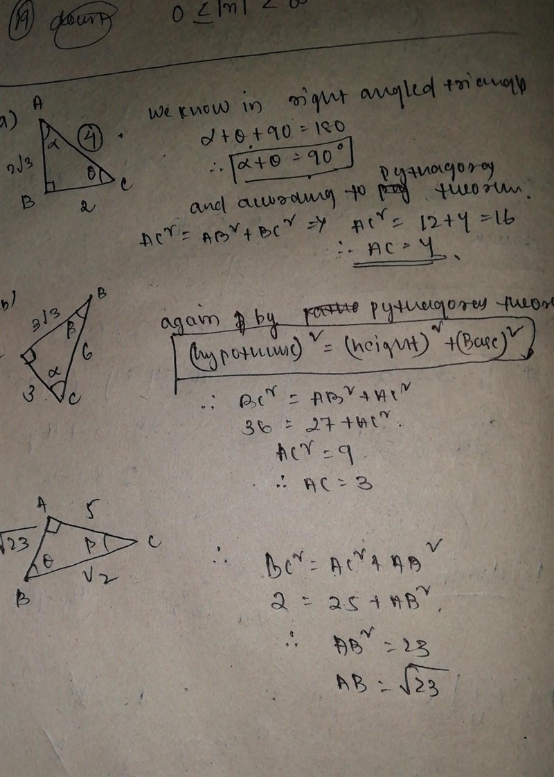 6. In the following right angled triangles, find the unknown sizes of the acute angles-example-1