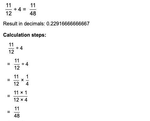 11/12 divided by 4 as a fraction-example-1