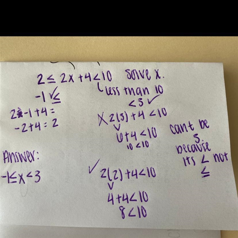 Solve 2 s 2x + 4 < 10 for x. 0-1x<3 O 1 0-1 O 15x<3-example-1