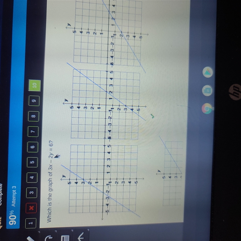 Which is the graph of 3x – 2y = 6?-example-1