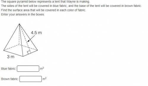 The square pyramid below represents a tent that Wayne is making. The sides of the-example-1