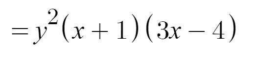 Please factor out the following problem: 3x^2y^2-xy^2-4y^2-example-1