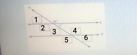 lines m and p are cut by the transversal n. determine the value of x. write the measures-example-1