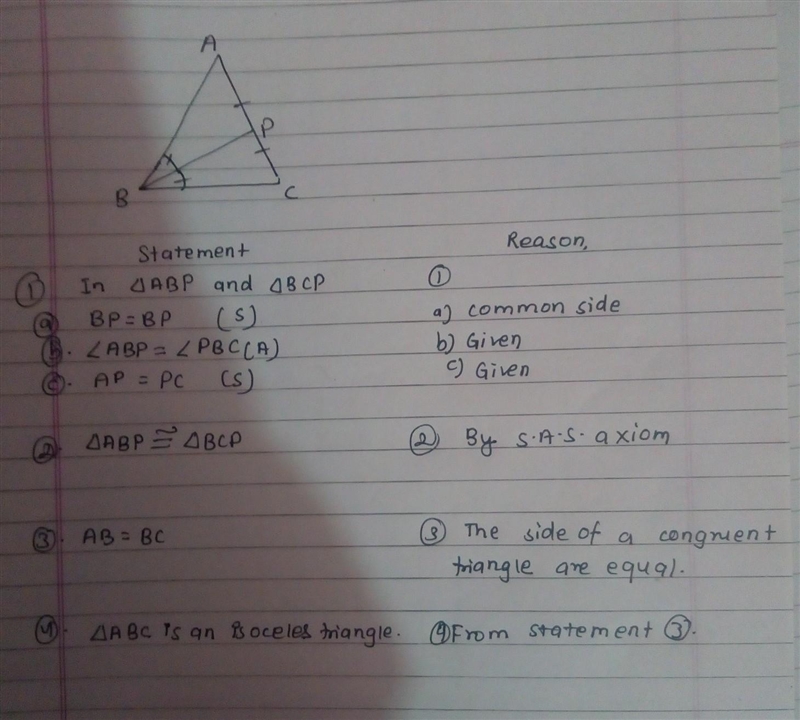 If the angular bisector of an angle of a triangle bisects the opposite side , prove-example-1