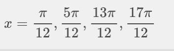 Solve the trigonometric equation for all values 0 ≤ x < 2π. 2sin^2 x-1 = 0 ​ ​-example-1