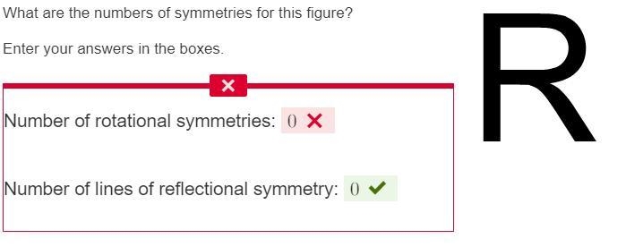 What are the numbers of symmetries for this figure? Enter your answers in the boxes-example-1